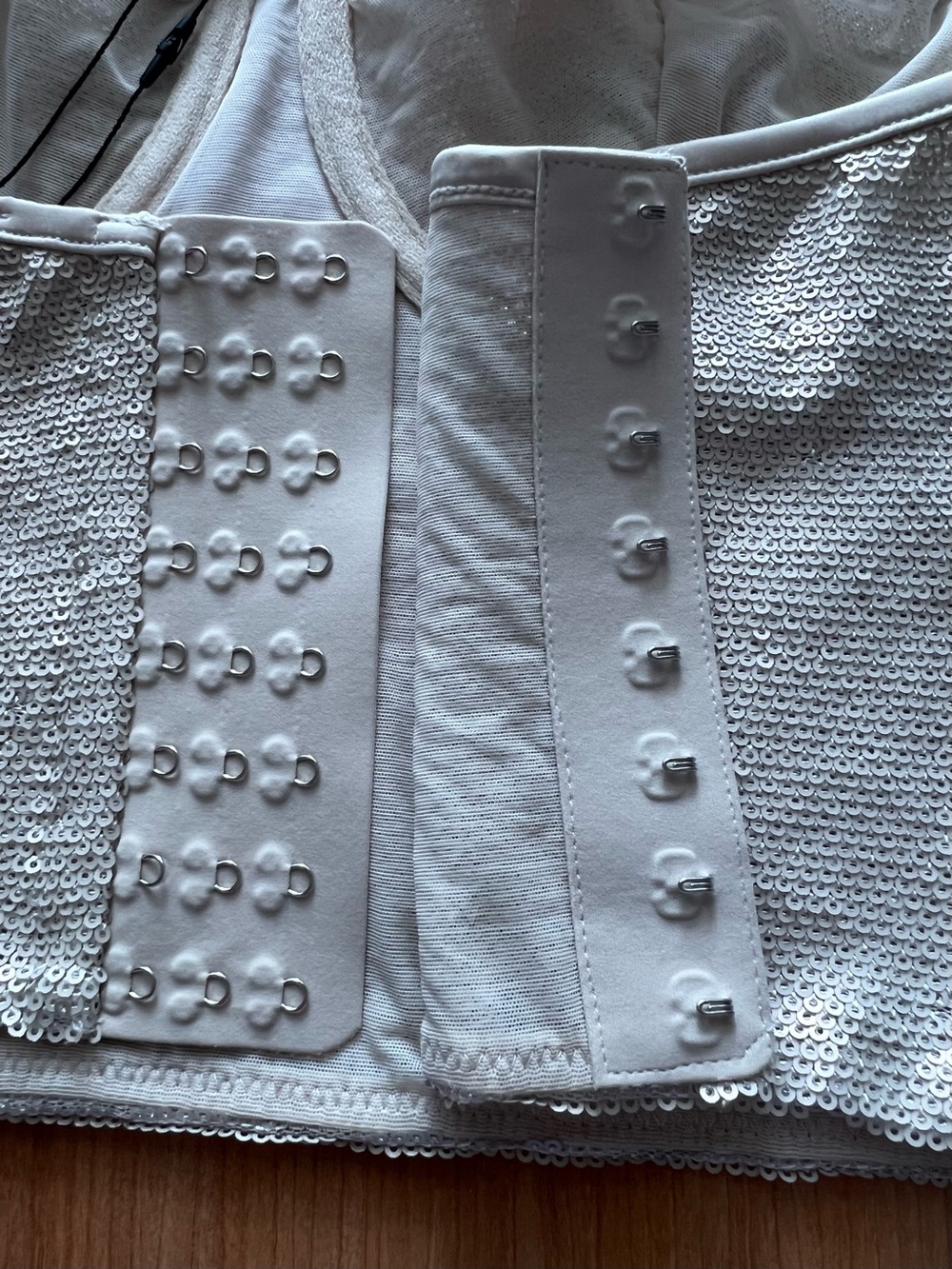 Zara Champagne Sequin Corset Bustier Crop Top Strapless L NWT - Picture 6 of 15